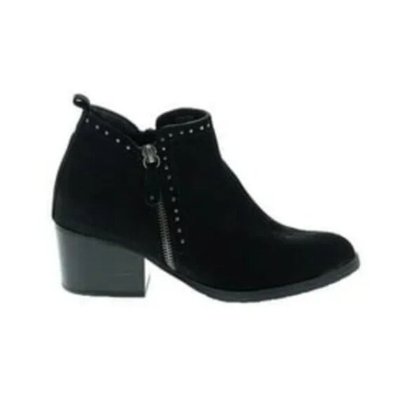 Sonoma Black Faux Suede & Leather Zipper Zip Shooties Booties Ankle Boots 9 M - Picture 1 of 9